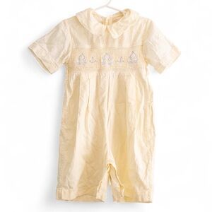 Strasburg Yellow Baby Romper with Embroidered Detail